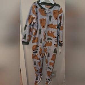Carter's Gray Bear and Tree Print Footie Size 2T BNWT